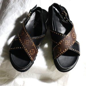 Louis Vuitton Monogramed Leather Studded Women's Sandals- Size38! NWOT